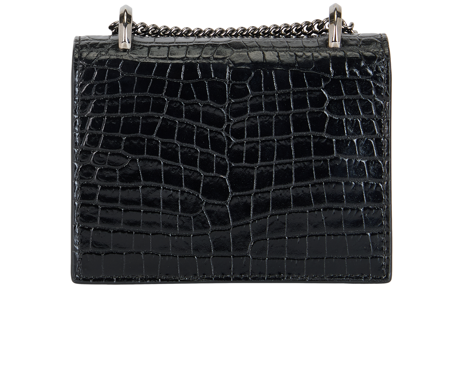 Paris Mini Croc Embossed Crossbody Bag, &pound;310, Handbags, Black, Leather, Back view
